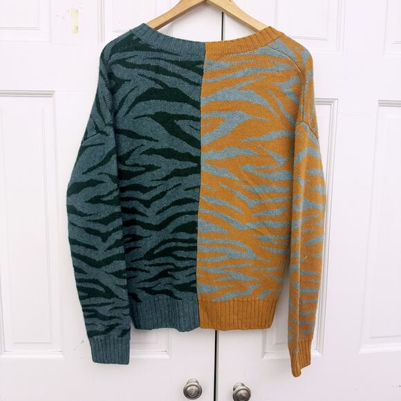 Rachel Antonoff Colorblocked Cori Zebra Print Cardigan (Medium) - Picture 4 of 6